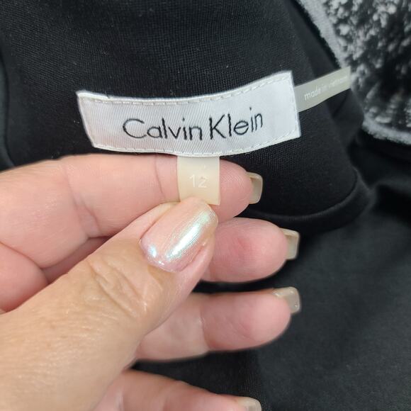 Calvin Klein Shacket women's black & white blazer Size 12 office career preppy - Picture 10 of 11